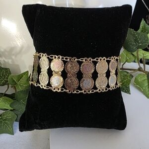 Gold Filled Tricolor Coin Disc Braclet Ankle Reversible